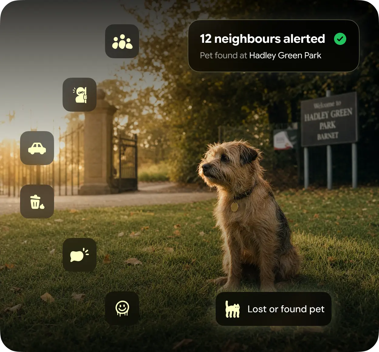 Glome app confirming a broken street light report sent straight to the local council