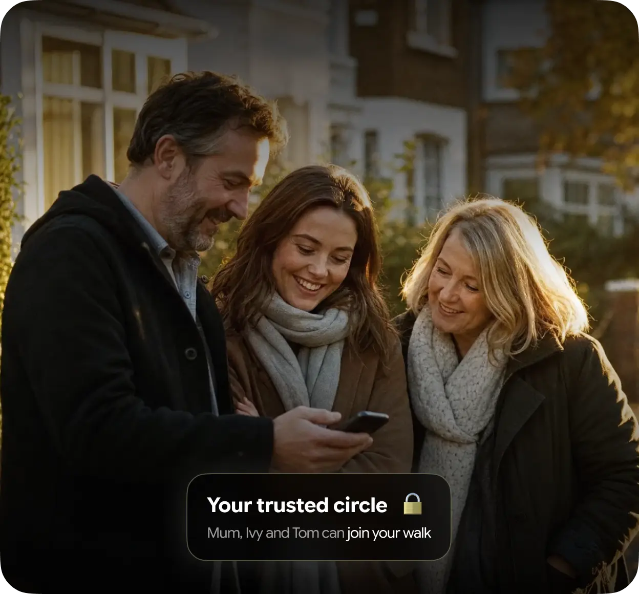 A trusted circle of close family and friends shown in the Glome app